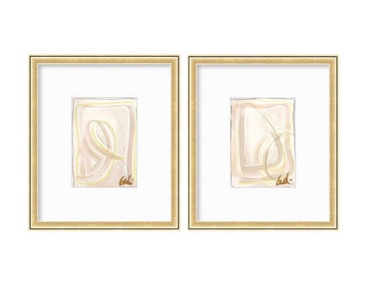 Abstract Watercolor Painting, Pair of 5"x7”, Mat Size 11”x14”, Abstract Artwork, Original Art, Lavender, Pink, Neutral Artwork, Pastel Art