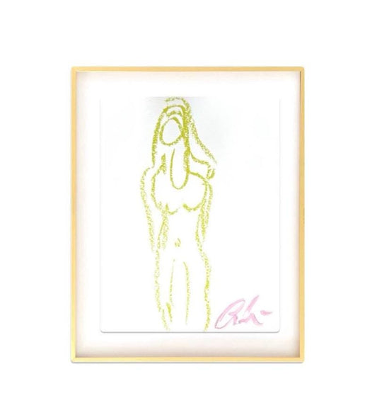 Original Abstract Watercolor Nude Female Painting, Digital Print, Digital Download, Green, Chartreuse, Pink, 8x10, “Gertrude”