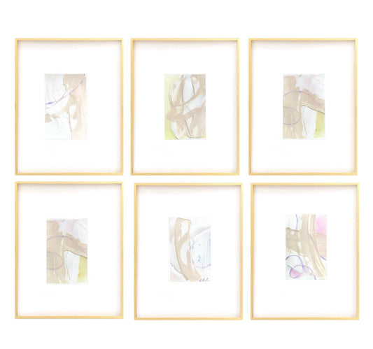 Original Abstract Artwork, Set of 6, Mixed Media, 5" x 7", Original Artwork, Pink Art, Blue Art, Neutral Artwork, Pastel Wall Decor