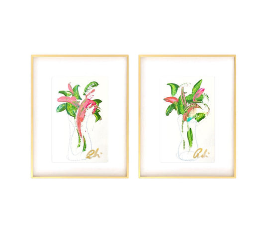 Original Abstract Watercolor Paintings Digital Print, Fine Art Print, Digital Download, Abstract Artwork, Turquoise, Pink, Green, Floral