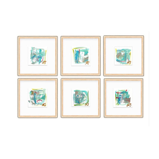 Original Abstract Art, Set of Six Paintings for Frame Gallery, size 5”x5”