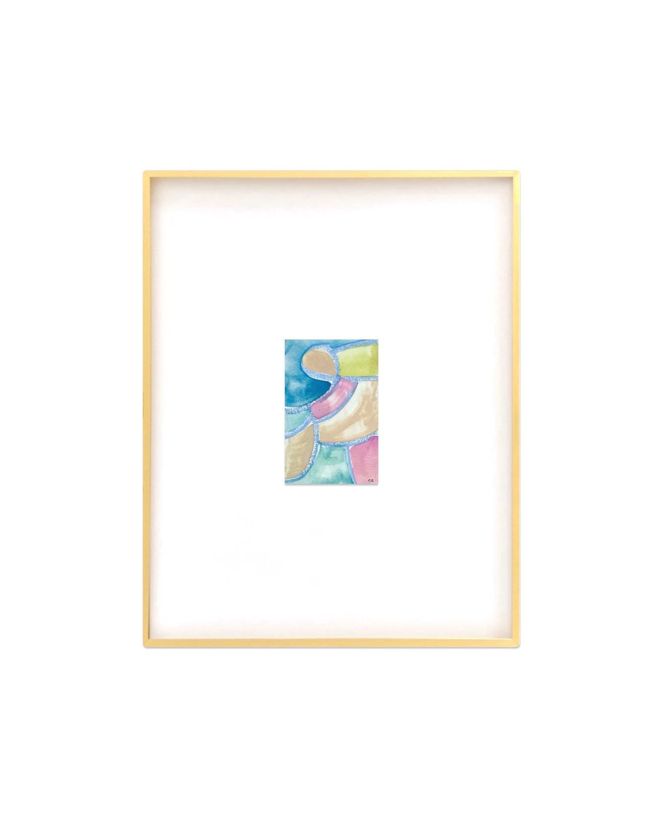Original Abstract Watercolor Painting, Digital Print, Digital Download, Blue, Pink, and Chartreuse, 4x6