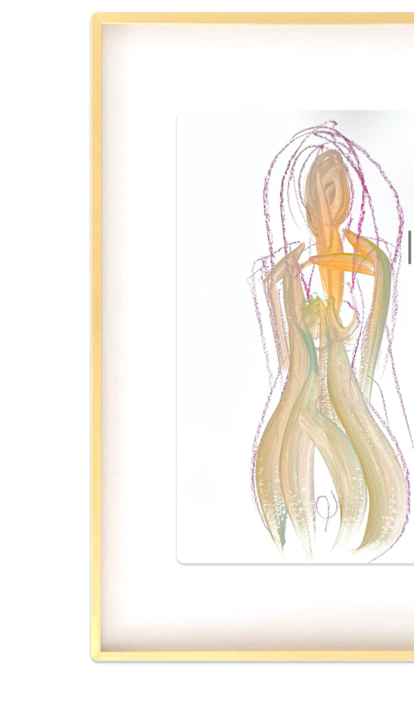 Original Abstract Watercolor Nude Female Painting, Digital Print, Digital Download, Pink, Green, 8x10, “Felicia”, Abstract Artwork