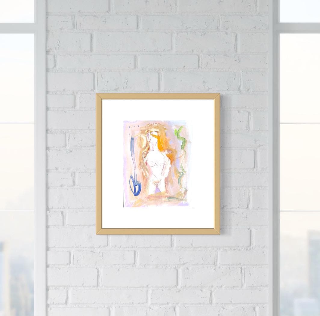 Original Abstract Watercolor Nude Female Painting, Digital Print, Digital Download, Pink, Purple, 8x10, “Anastasia”