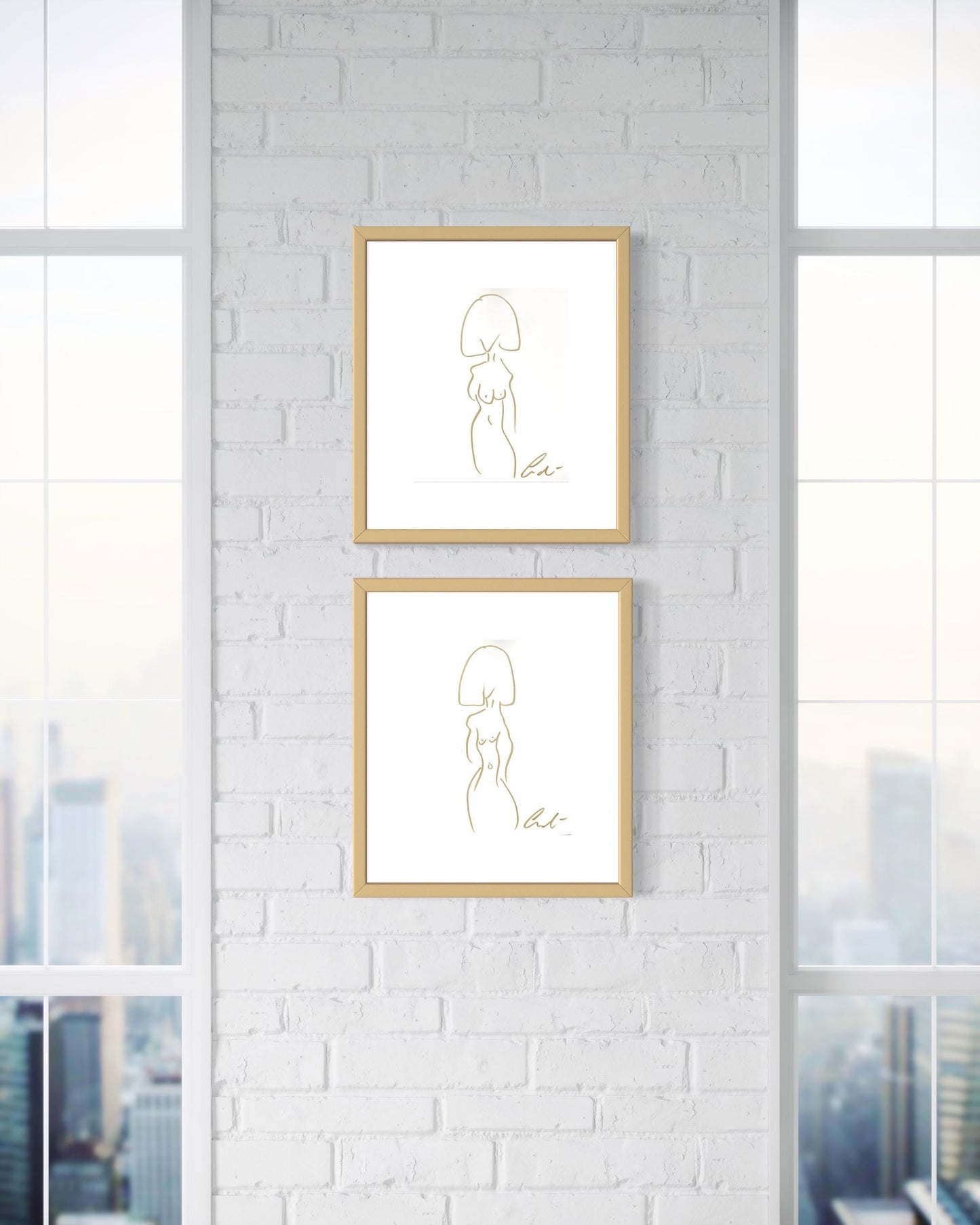 Original Abstract Watercolor Paintings Digital Print, Fine Art Print, Digital Download, Abstract Artwork, Gold Figure Line Drawing, 8x10