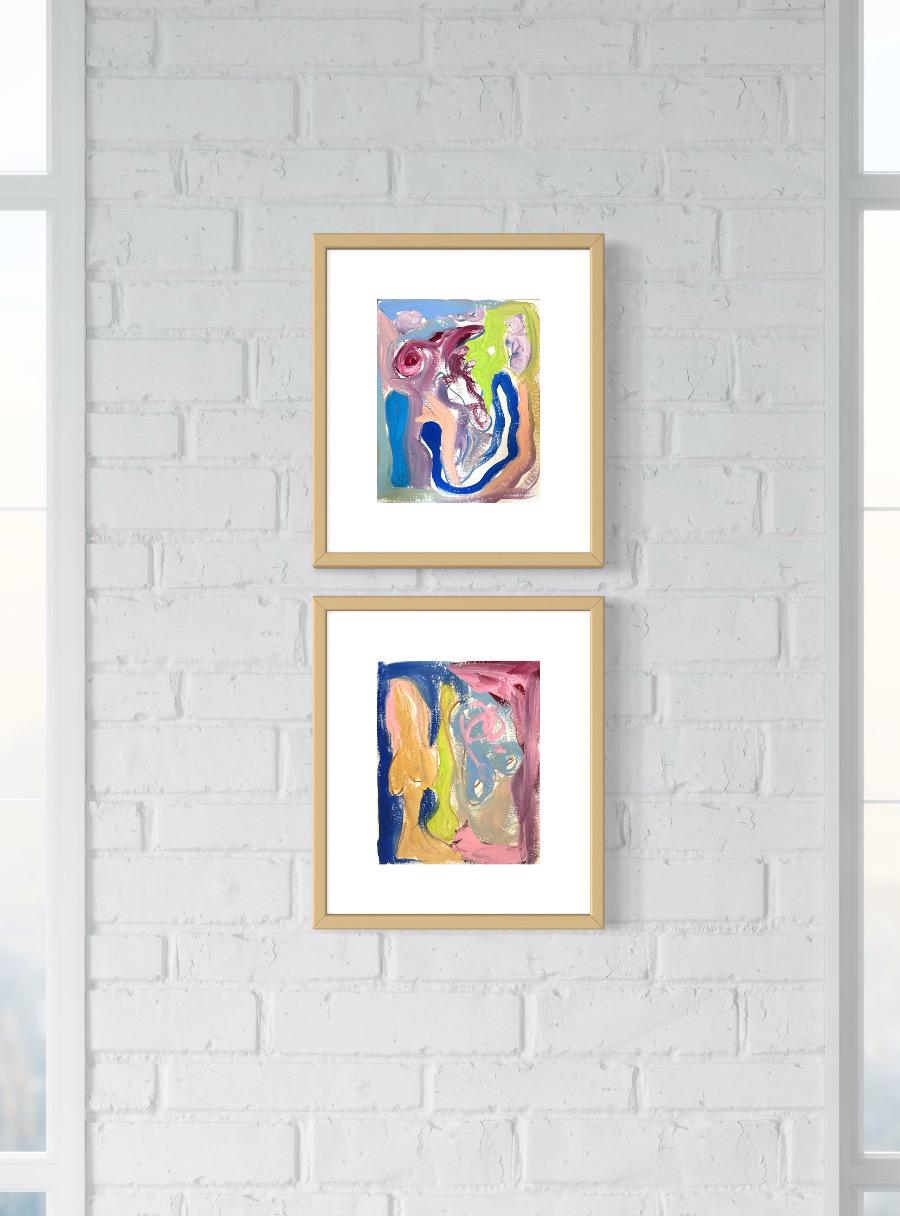 Original Abstract Watercolor Paintings Digital Print, Fine Art Print, Digital Download, Abstract Artwork, Pink, Blue, Green, 8x10