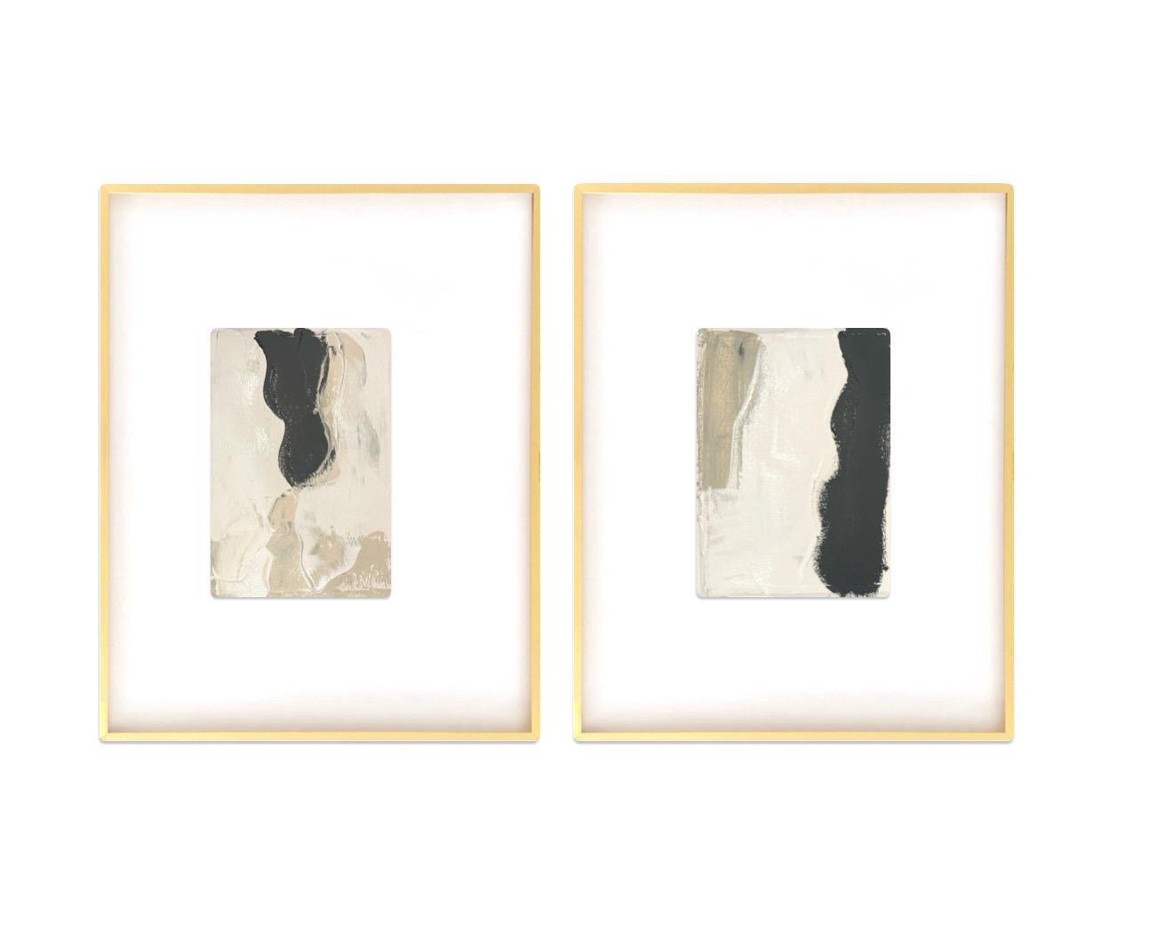 Original Abstract Fine Art Print, Black, White, & Taupe Monochrome Prints, Pair (5x7), Abstract Artwork