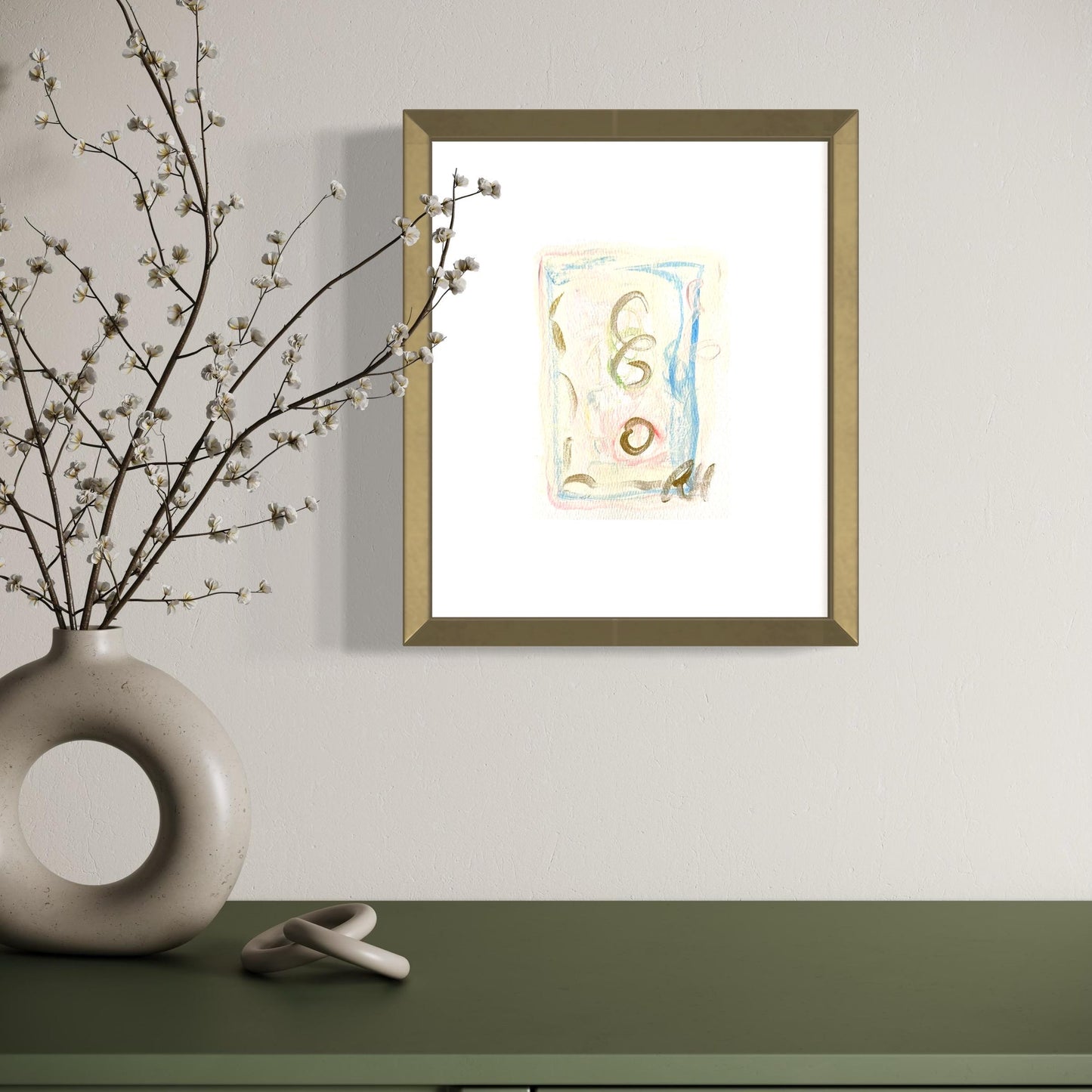 Original Abstract Watercolor Painting, Digital Print, Digital Download, Blue, Pink, and Green, 5x7