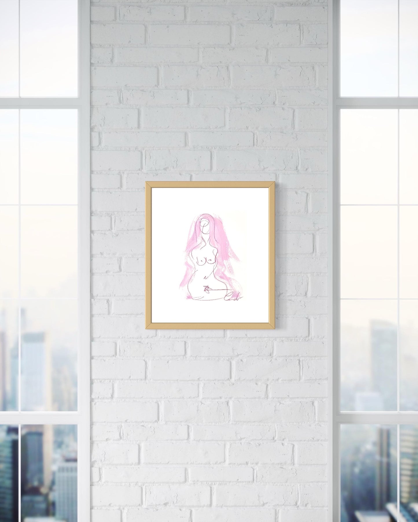 Original Abstract Watercolor Nude Female Painting, Digital Print, Digital Download, Pink, 8x10, “Farrah”, Abstract Artwork