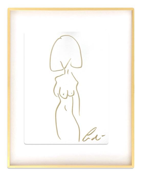 Original Abstract Watercolor Paintings Digital Print, Fine Art Print, Digital Download, Abstract Artwork, Gold Figure Line Drawing, 8x10