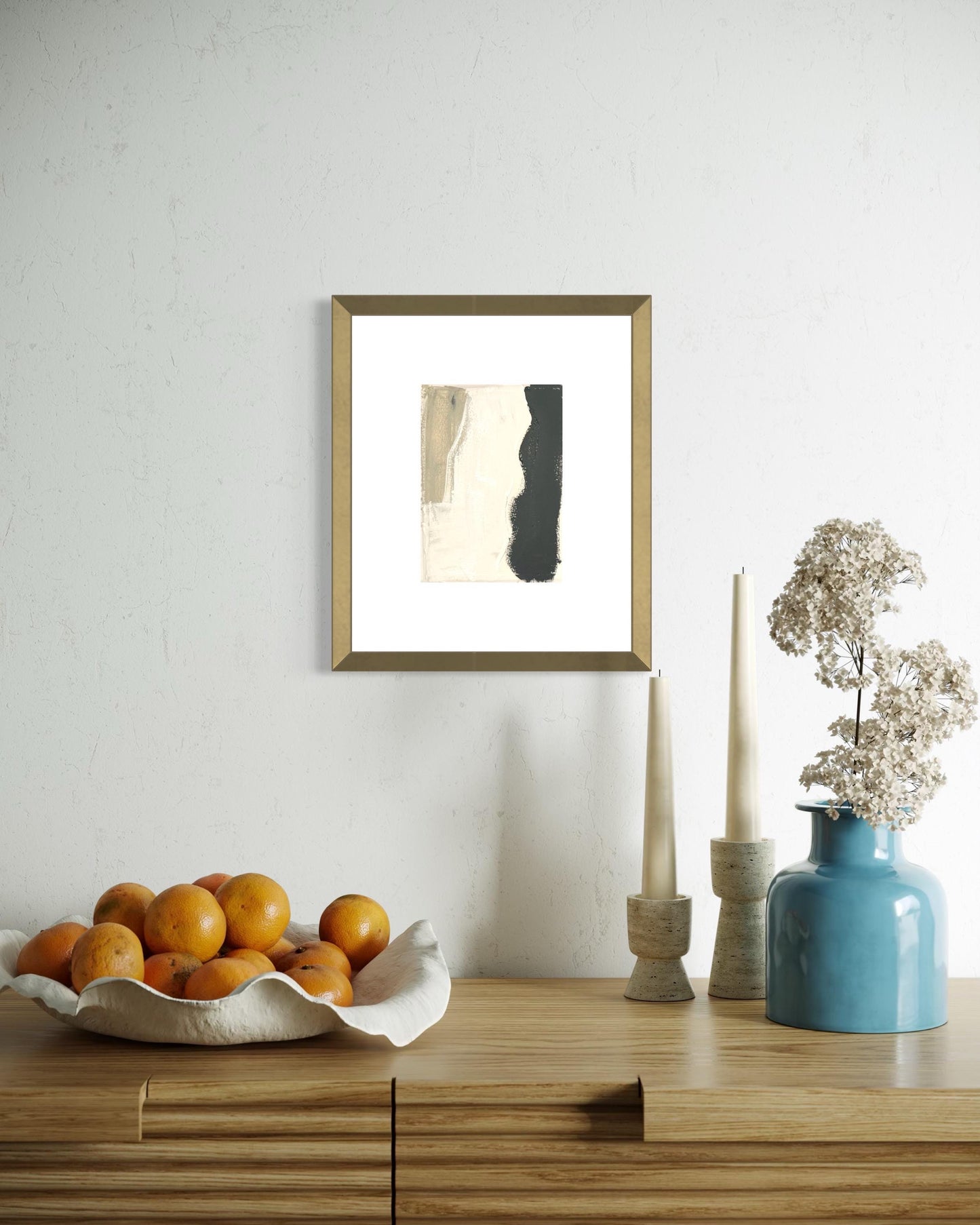 Original Abstract Fine Art Print, Black, White, Taupe, Signed Monochrome Fine Art Print (5x7)