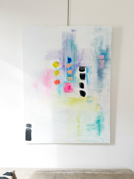 Original Abstract Mixed Media Painting on canvas, Size 30”x40”, White Abstract Painting, Texture Painting on Stretched Canvas