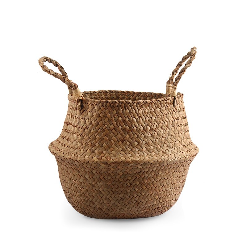 14 Colors Panier Osier Foldable Handmade Storage Basket Wicker Rattan Seagrass Straw Flower Pot Laundry Basket Cestas Mimbre