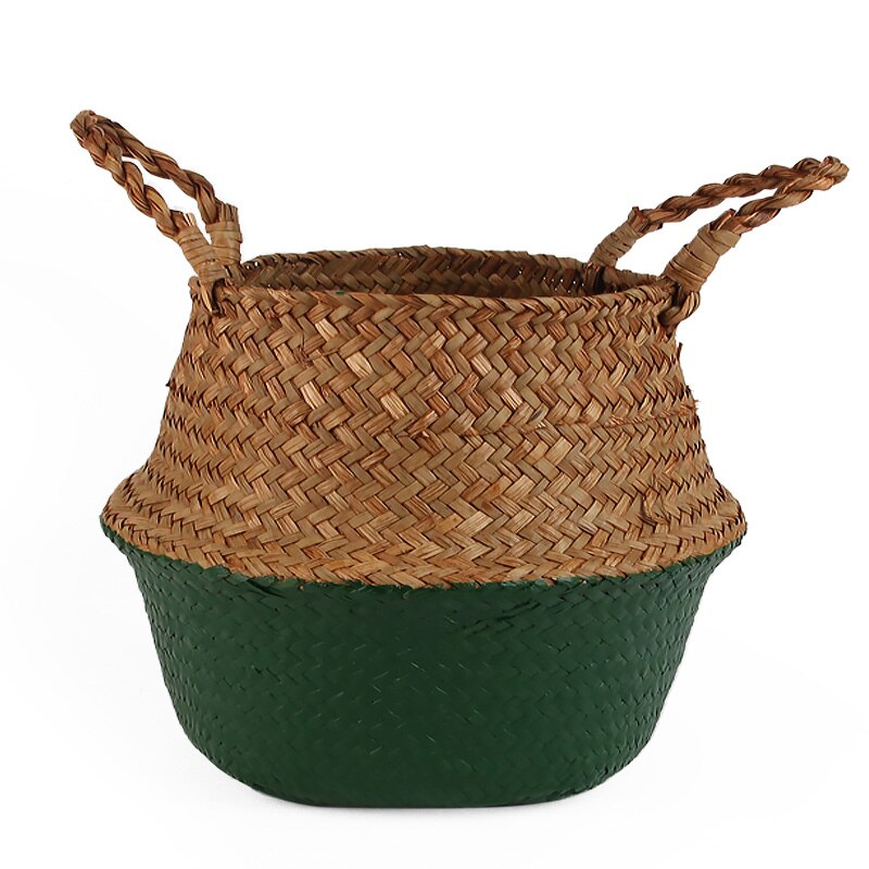 14 Colors Panier Osier Foldable Handmade Storage Basket Wicker Rattan Seagrass Straw Flower Pot Laundry Basket Cestas Mimbre