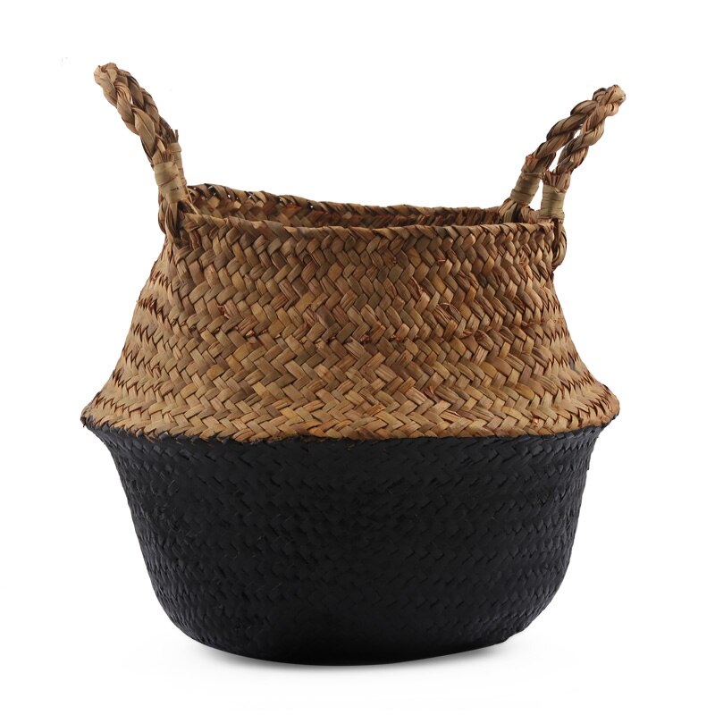 14 Colors Panier Osier Foldable Handmade Storage Basket Wicker Rattan Seagrass Straw Flower Pot Laundry Basket Cestas Mimbre