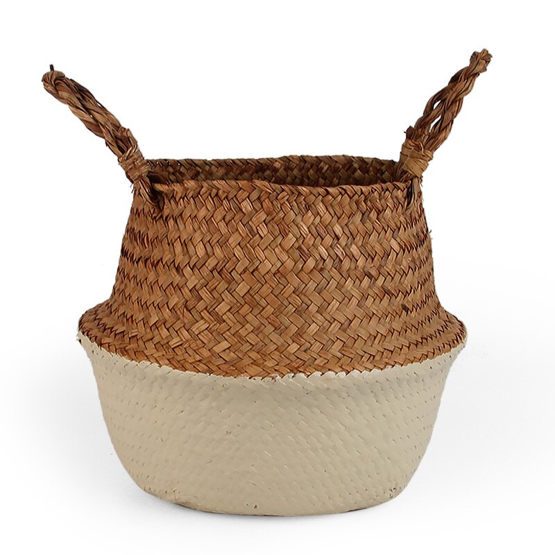 14 Colors Panier Osier Foldable Handmade Storage Basket Wicker Rattan Seagrass Straw Flower Pot Laundry Basket Cestas Mimbre