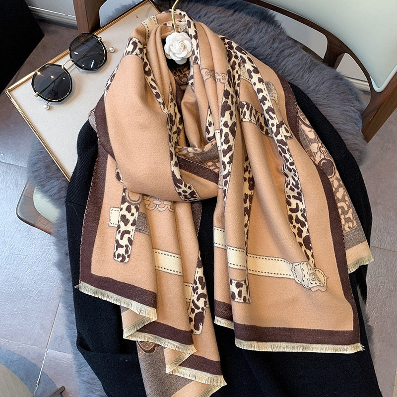 luxury winter cashmere scarf women 2022 design warm pashmina blanket