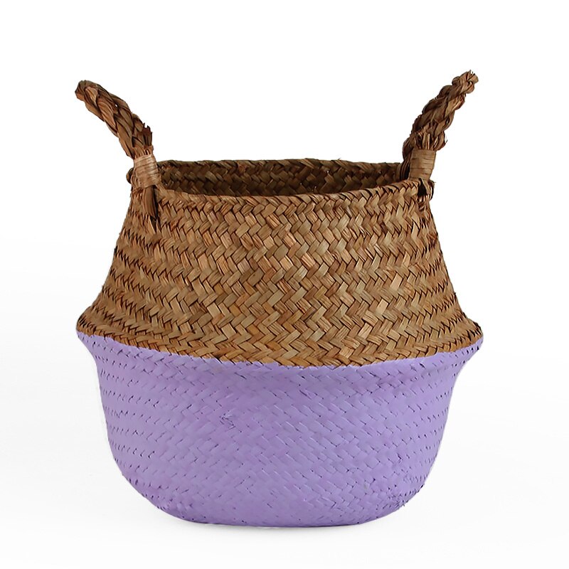 14 Colors Panier Osier Foldable Handmade Storage Basket Wicker Rattan Seagrass Straw Flower Pot Laundry Basket Cestas Mimbre