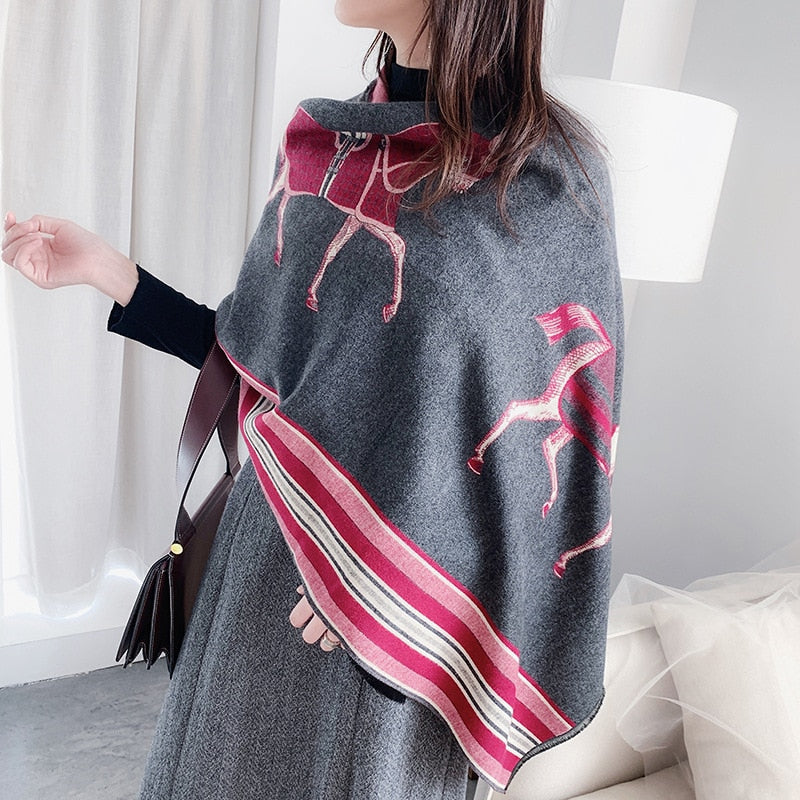 luxury winter cashmere scarf women 2022 design warm pashmina blanket
