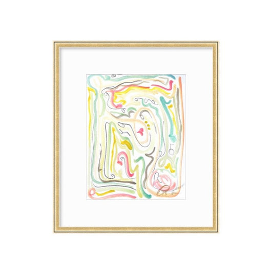 Abstract Watercolor Painting, Neutral Wall Art, Artwork For Interior Design, Mat Size 16”x 20”, Green, Pink, White, Art for Interior Design